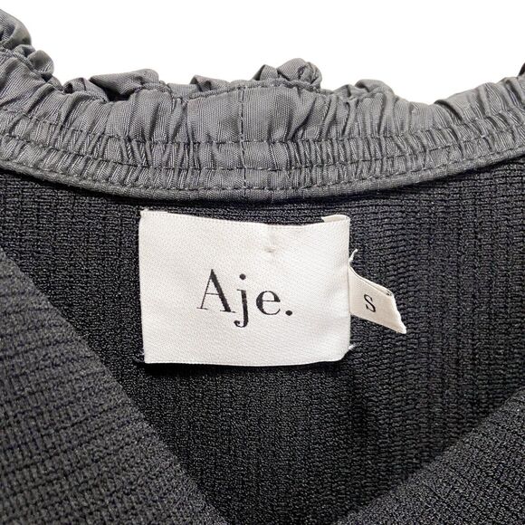 Aje Eldora Off the Shoulder Black Ruffle Mini Dress Size Small - Picture 9 of 10
